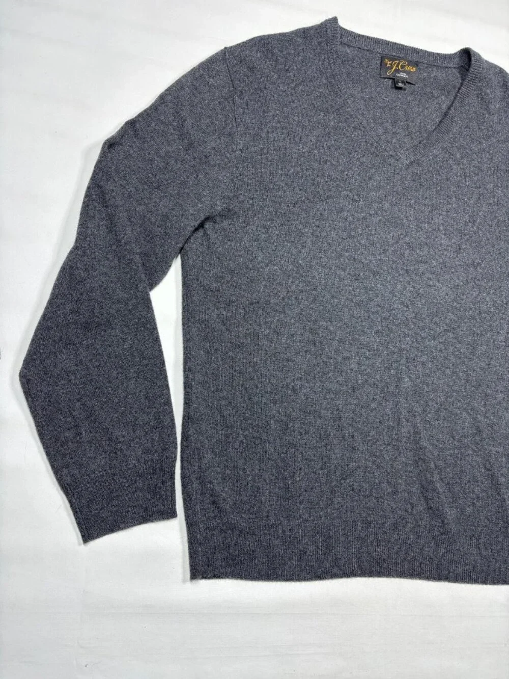 J.Crew Mens Large 100% Cashmere V-neck Sweater Charcoal Gray Style BC464 ECU - Picture 3 of 9